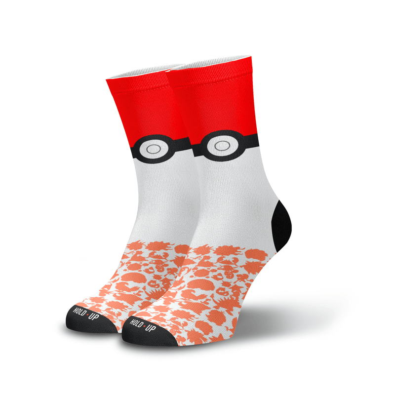 Meia Cano Alto Estampada Pokebola