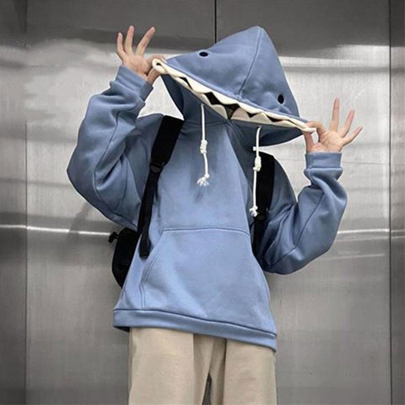 Casaco Kawaii Capuz Cabeça de Tubarão