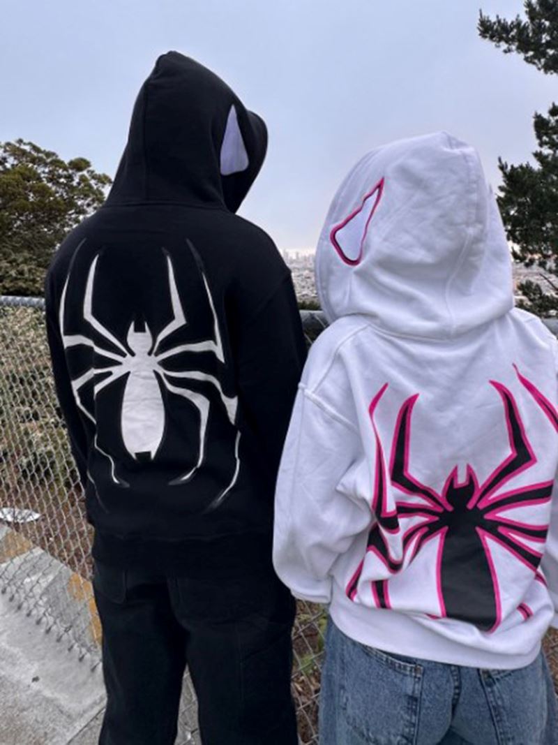 Casaco de Aranha Casal Streetwear Capuz Mascara