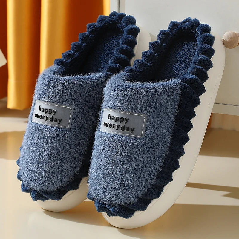 Chinelo Masculino de Algodão Pantufa Sola Grossa Para Inverno